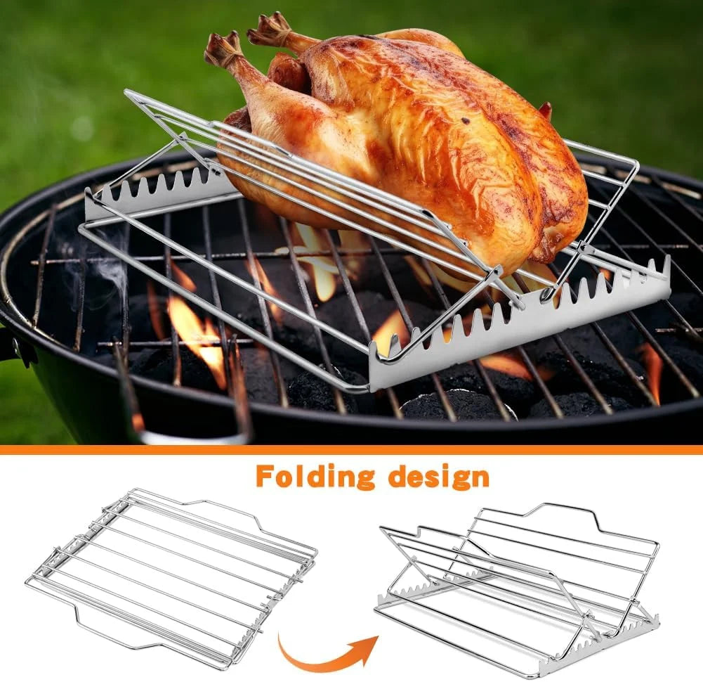 Roasting Rack for Turkey – Adjustable Stainless Steel, Fits 9x13 Pan – image 5