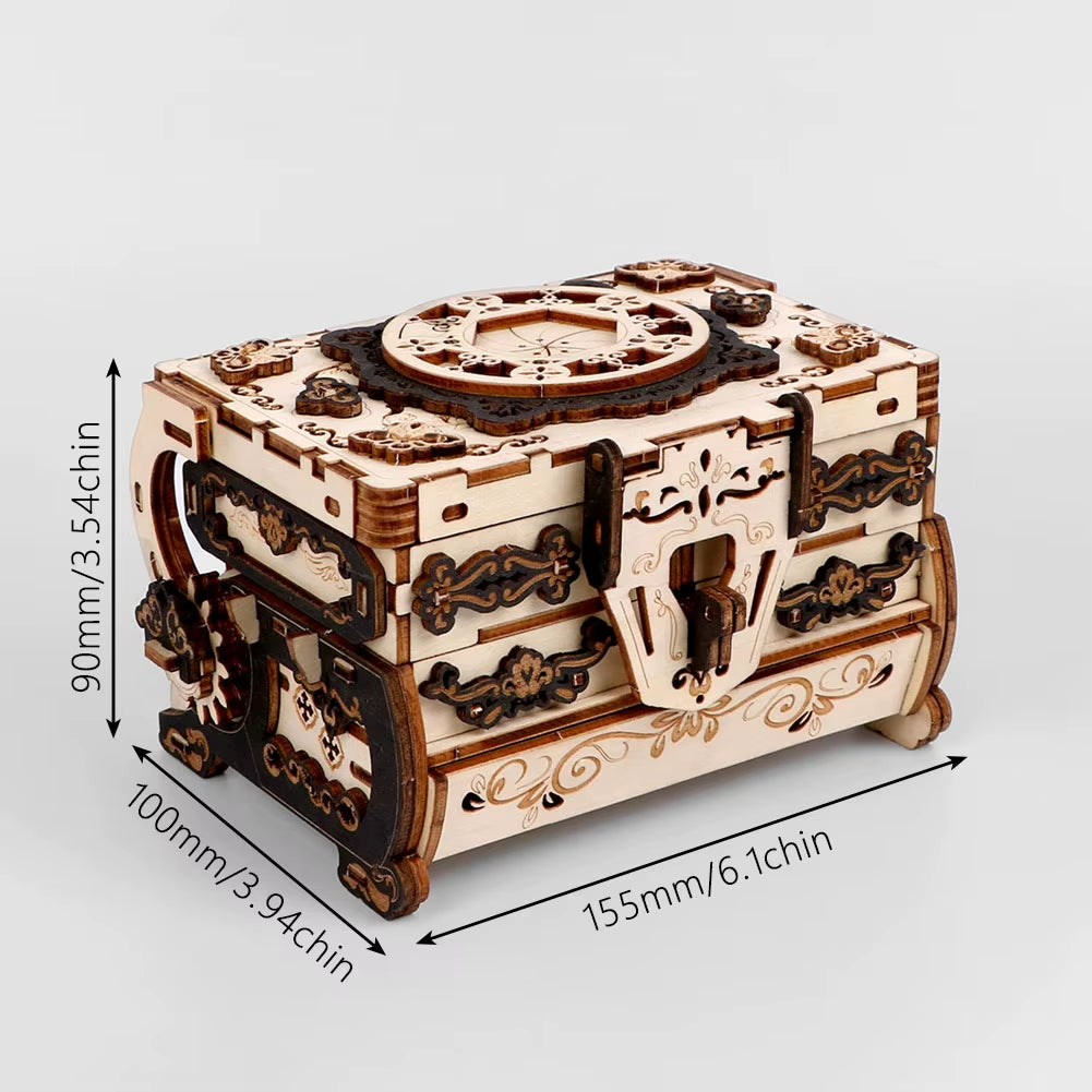 3D Wooden Puzzle Jewelry Box - DIY Carved Vintage Keepsake Box Kit – image 4