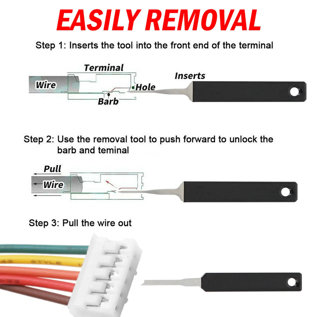 Terminal Removal Tool Kit, 18-Piece Wire Connector Pin Extractor – image 8