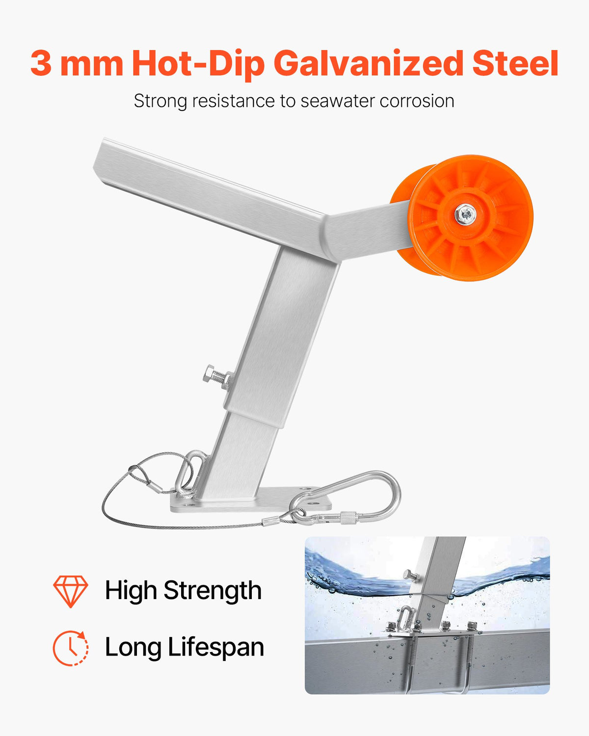 Boat Trailer Winch Stand with 5.1 in Roller, Adjustable Height – image 3