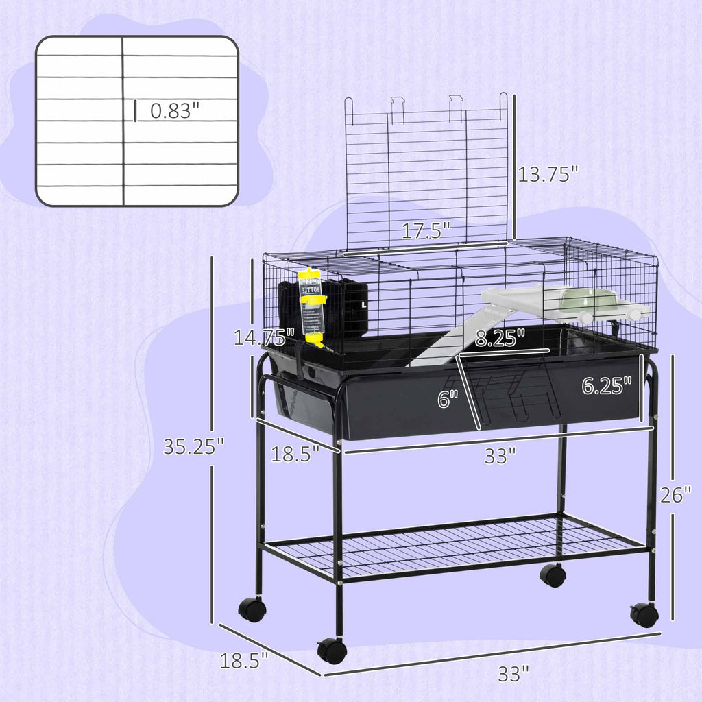 Two-Story Small Animal Cage with Removable Rolling Stand, Gray – image 3