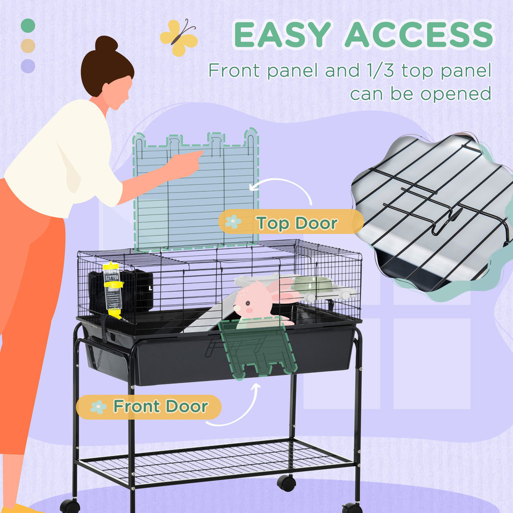 Two-Story Small Animal Cage with Removable Rolling Stand, Gray – image 6