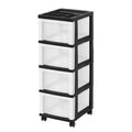 4-Drawer Storage Cart, Narrow Rolling Organizer with Divided Top