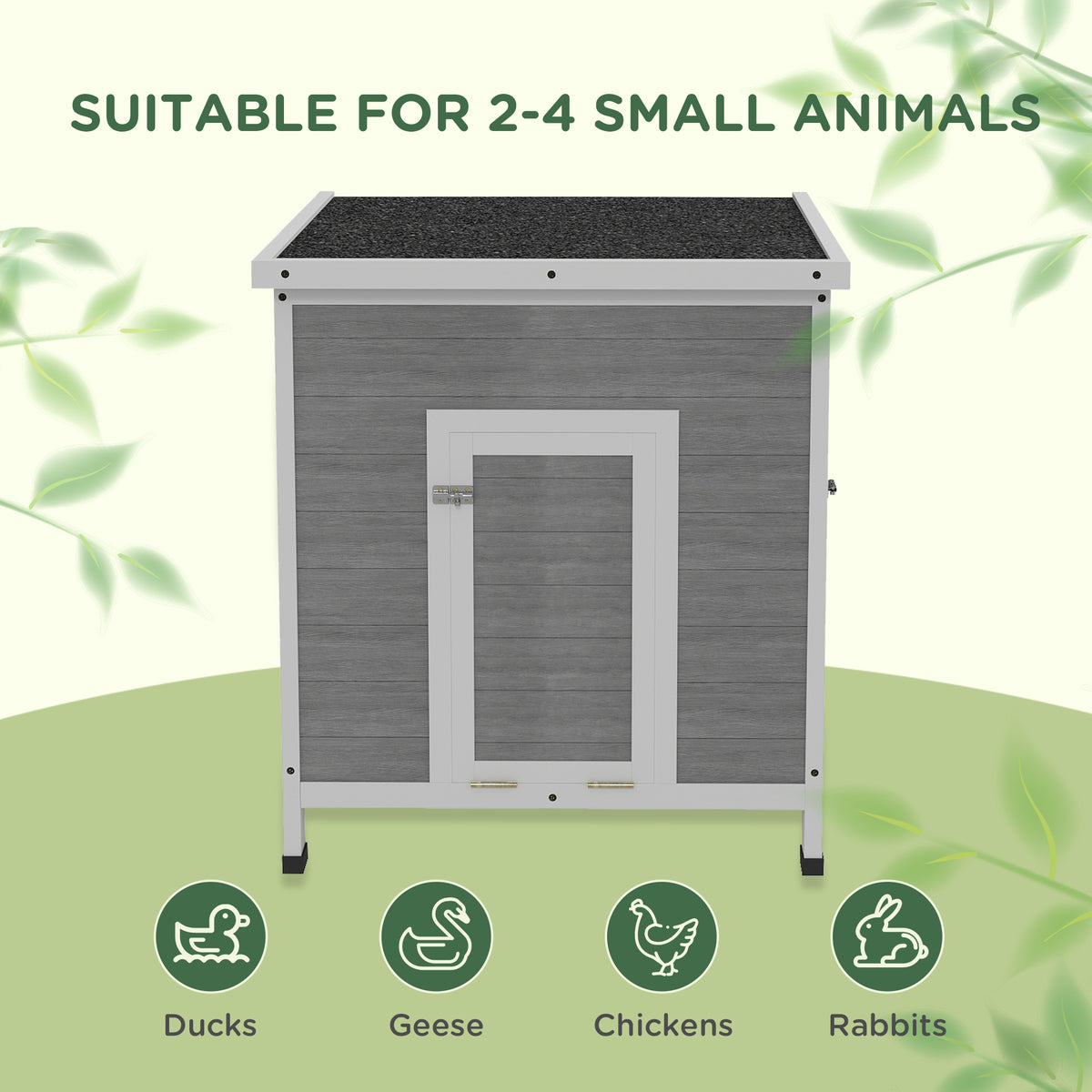 Wooden Duck & Chicken Coop with Openable Roof and Ramp, 2-4 Birds – image 6