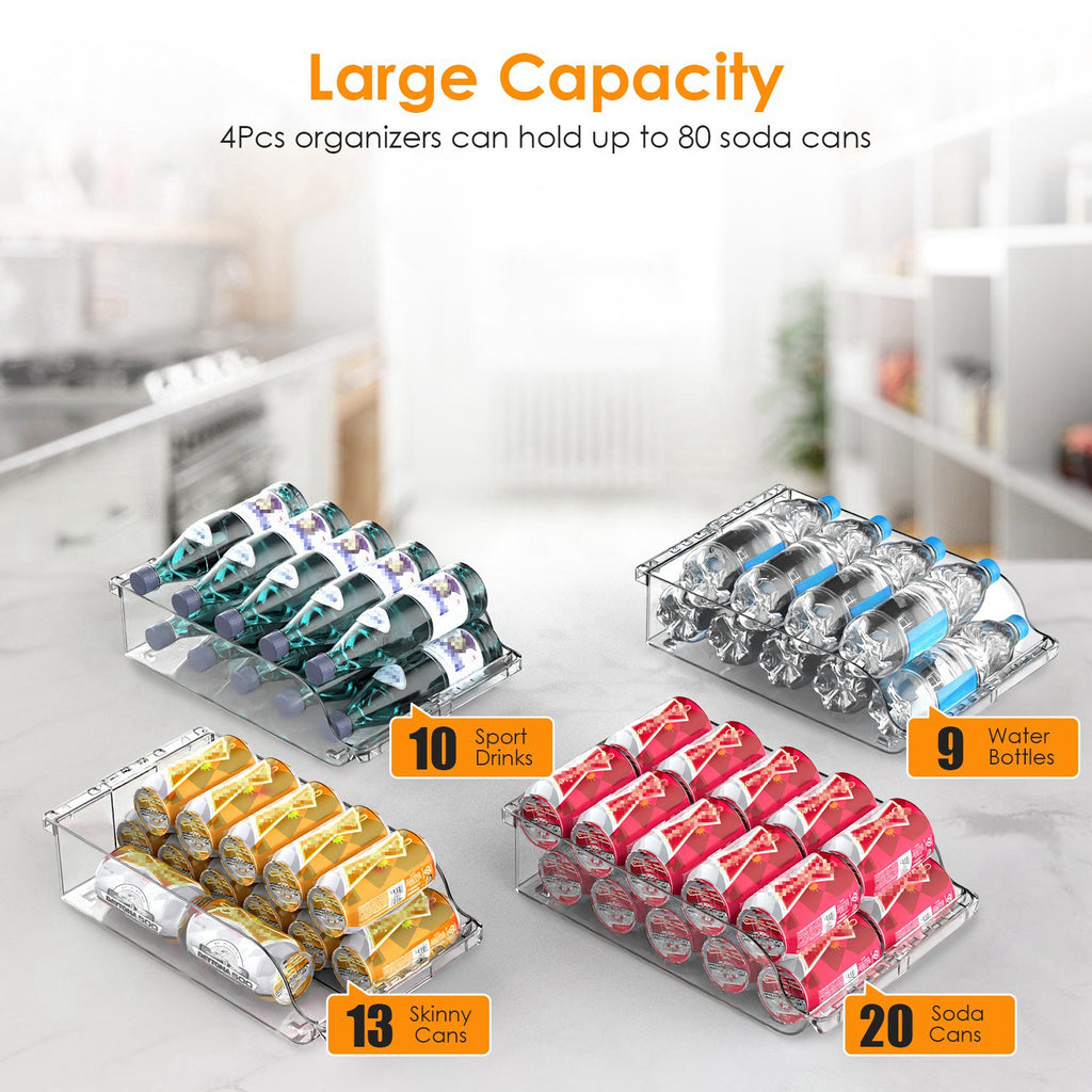 Soda Can Organizer for Refrigerator, Adjustable Width, Set of 4 – image 3