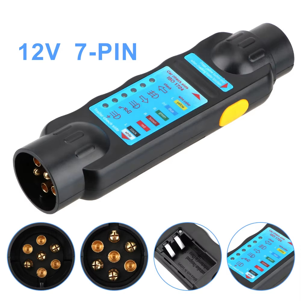 Trailer Light Tester 7-Pin, 12V Towing Wiring Plug Checker
