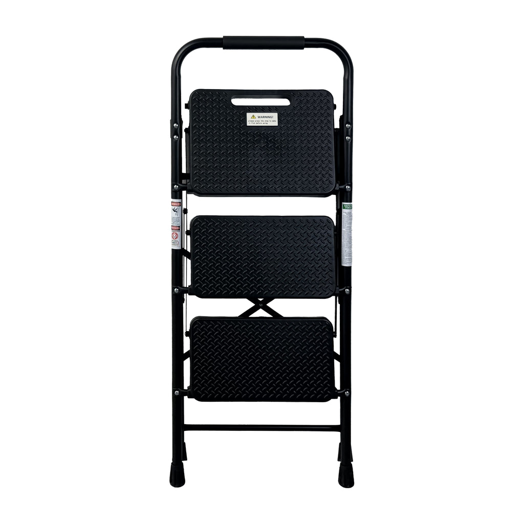 3 Step Ladder, Folding Steel Step Stool with Wide Anti-Slip Pedals – image 13