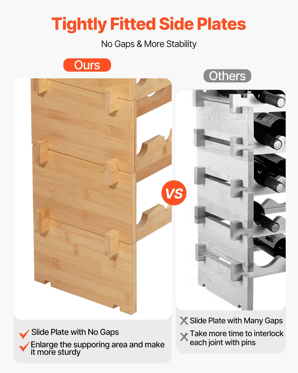 Wine Rack 72-Bottle Stackable Wood, 8-Tier Freestanding – image 4