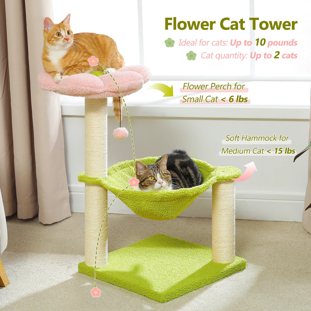 Flower Cat Tree with Large Hammock and Sisal Scratching Posts – image 18