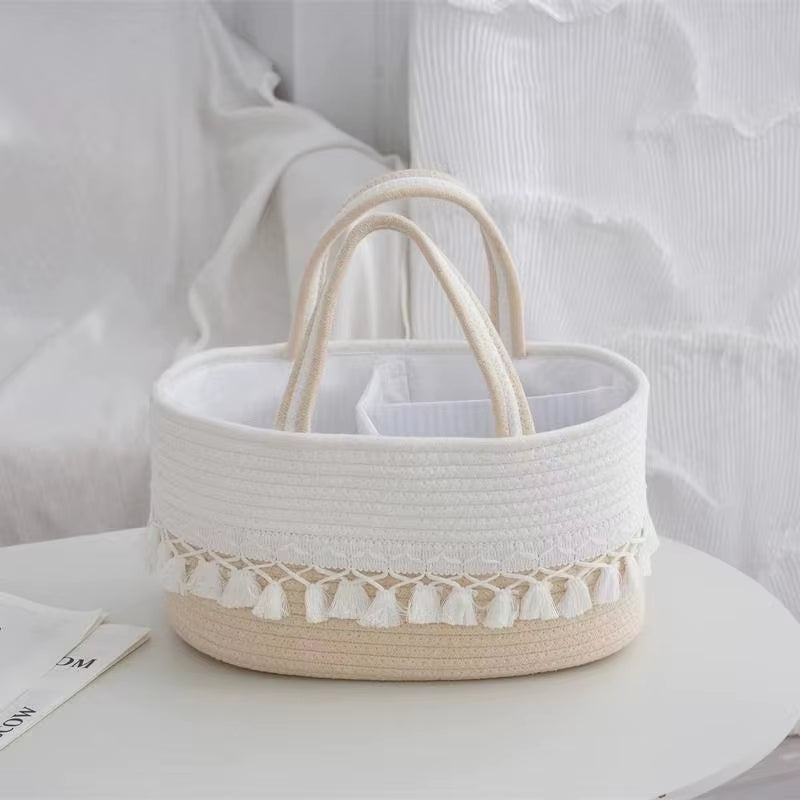 Foldable Cotton Rope Diaper Caddy Organizer Basket – image 1