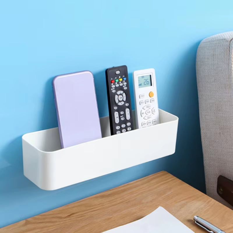 Wall Mounted Storage Box – Adhesive Shelf Organizer, White or Gray – image 3