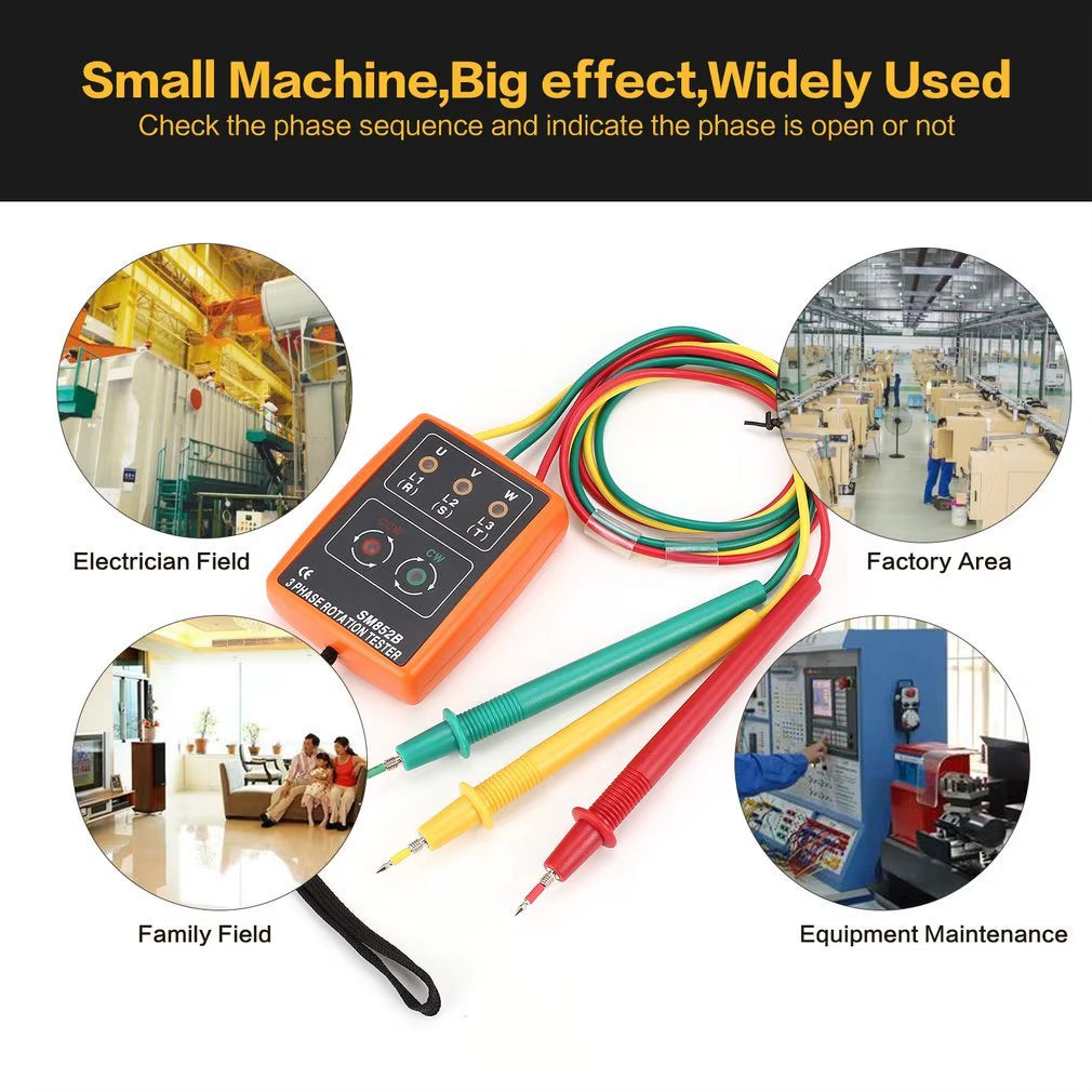 Electrical 3 Phase Rotation Tester 60-600V AC with LED and Buzzer – image 4