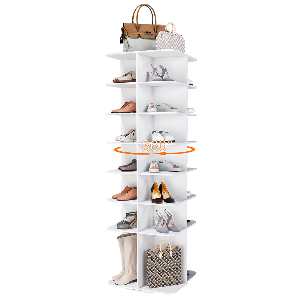Rotating Shoe Rack Tower, 7-Tier 360° Spinning Organizer, White – image 4