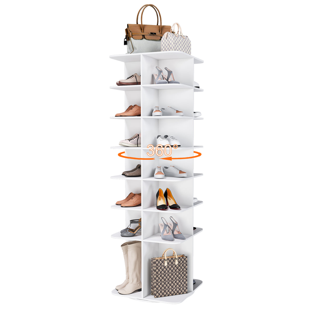 Rotating Shoe Rack Tower, 7-Tier 360° Spinning Organizer, White – image 4