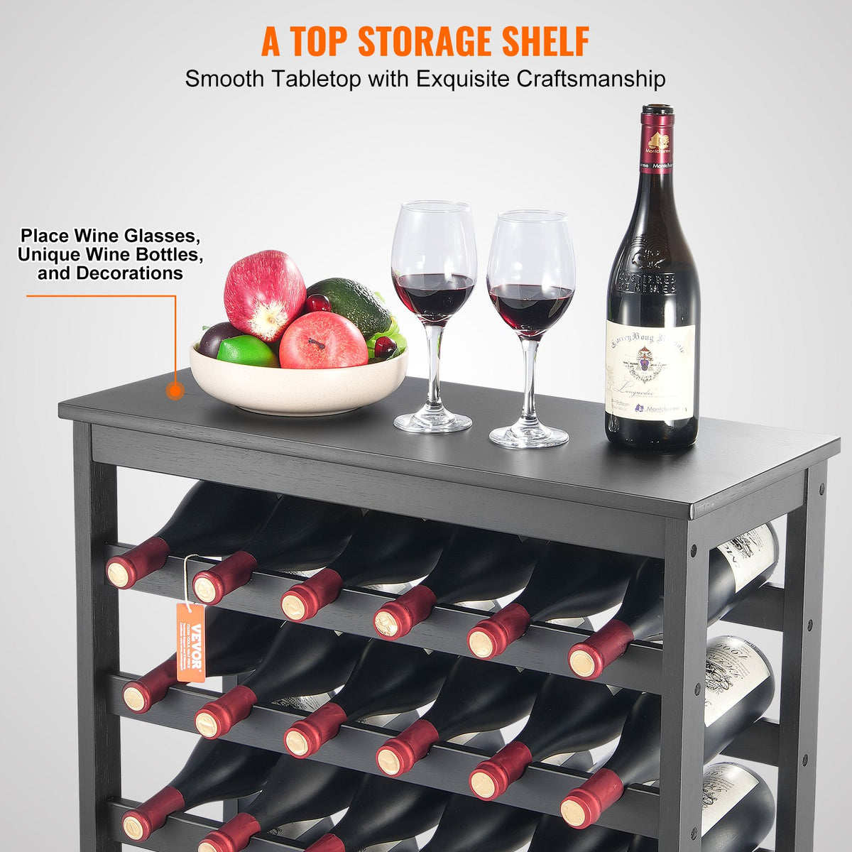 Bamboo Wine Rack, 42-Bottle 7-Tier Freestanding Display Shelf – image 4