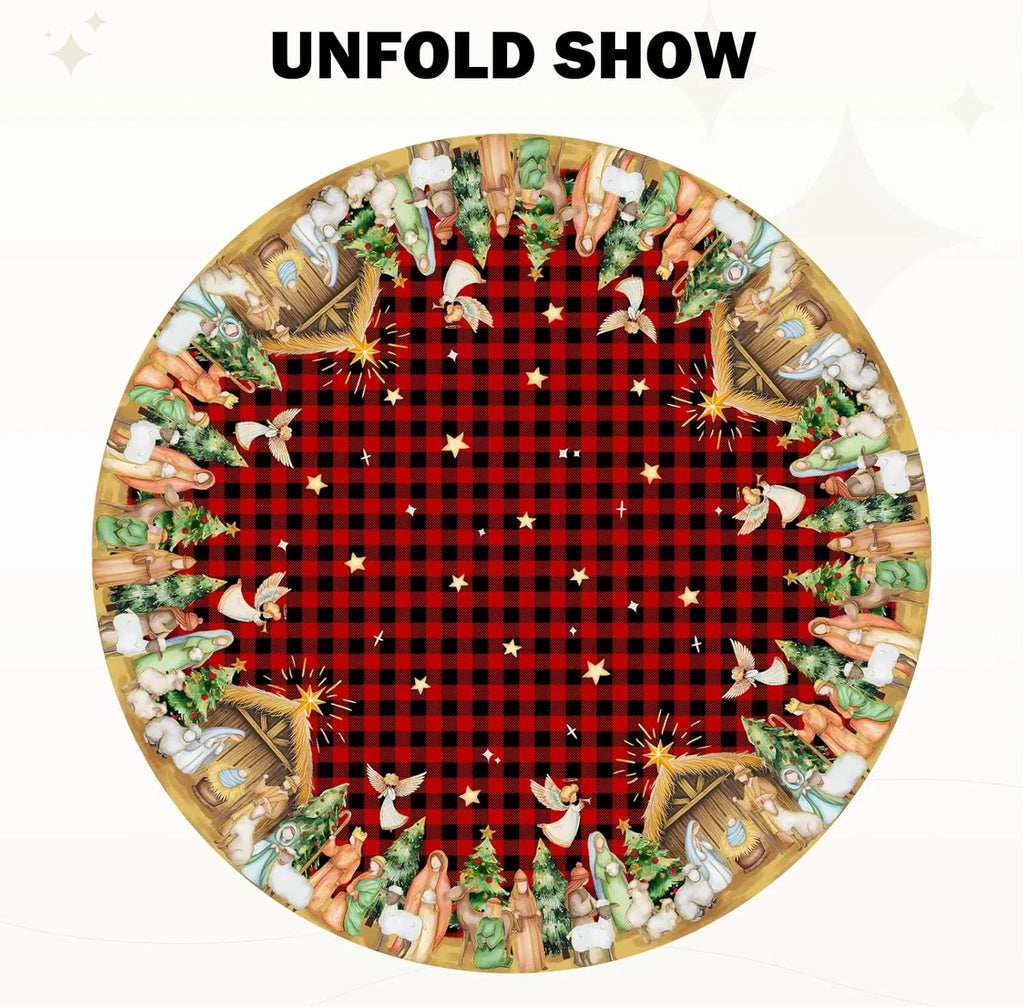Christmas Round Tablecloth 60 Inch, Holiday Print Table Cover – image 3
