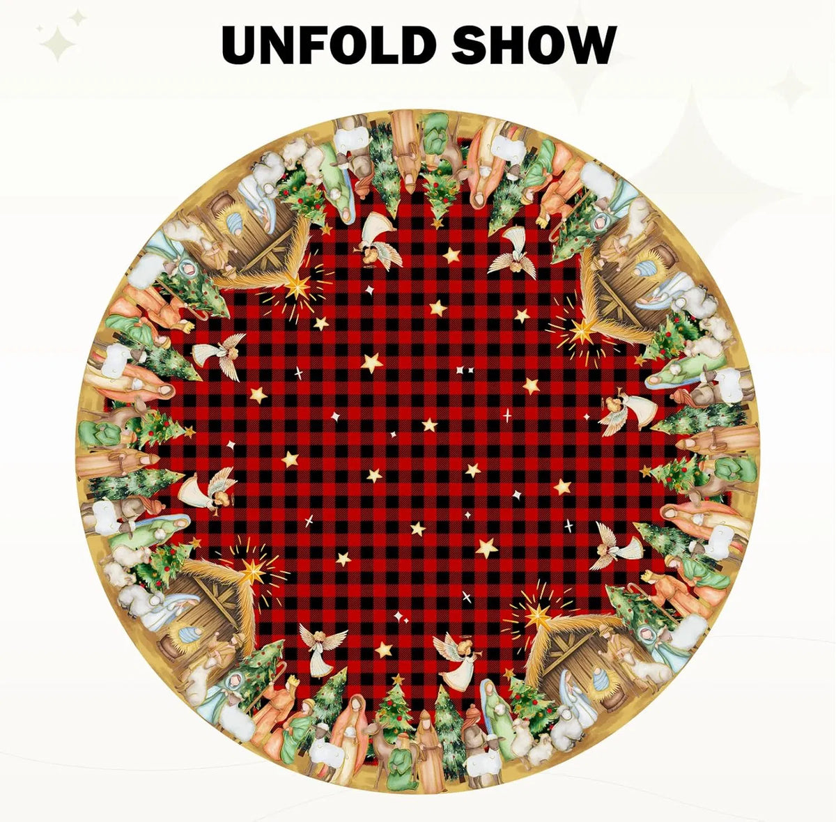 Christmas Round Tablecloth 60 Inch, Holiday Print Table Cover – image 3