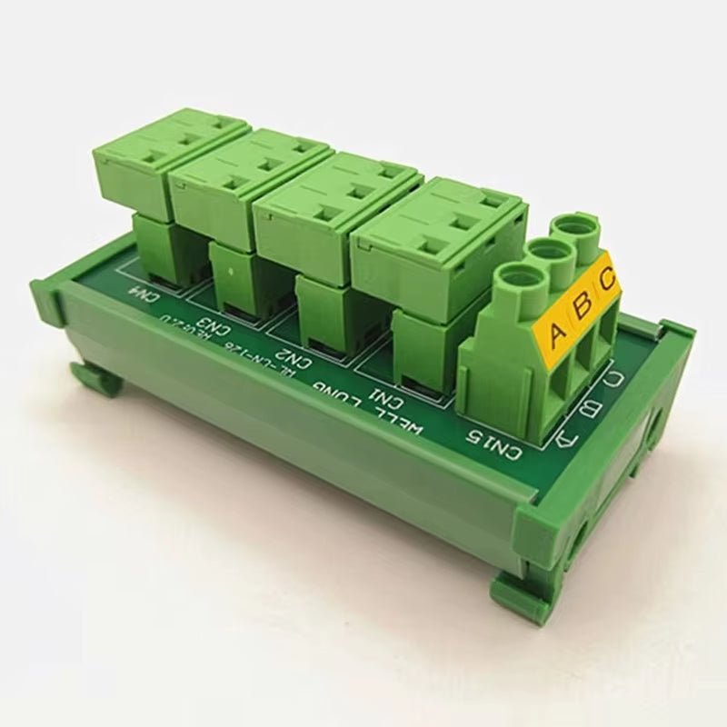 DIN Rail Distribution Terminal Block, Pluggable 3-Row Module