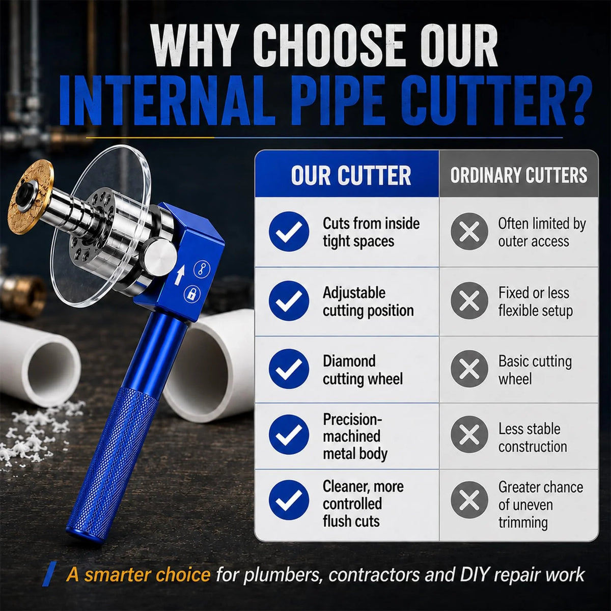 PVC Internal Pipe Cutter, 1-1/4 in Drill-Powered Inside Cutter – image 8