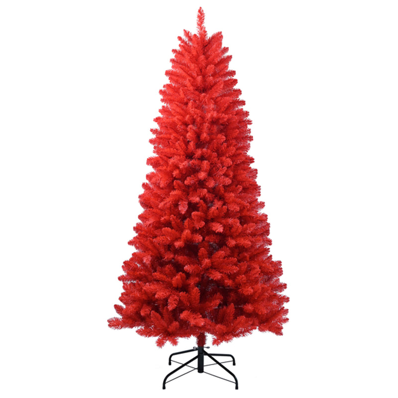 5 Ft Red Artificial Christmas Tree with 624 Tips and Metal Stand – image 5