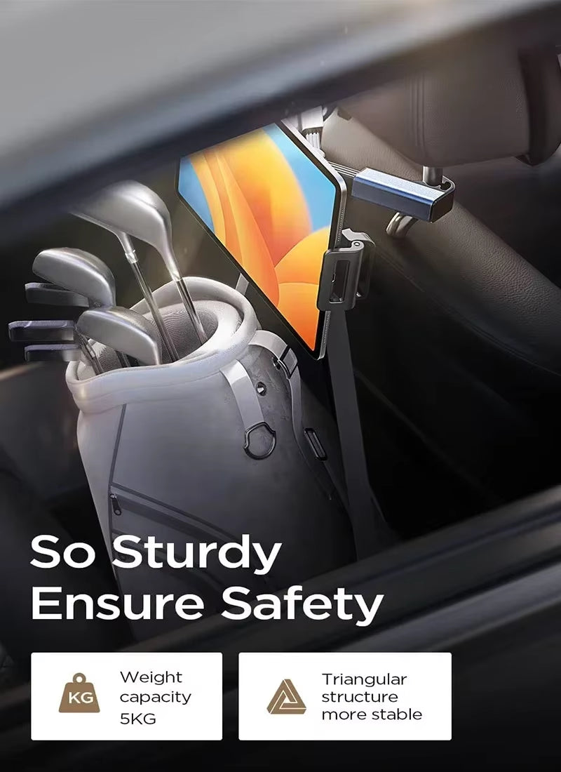 Car Headrest Tablet Holder – Stretchable Back Seat Mount – image 3