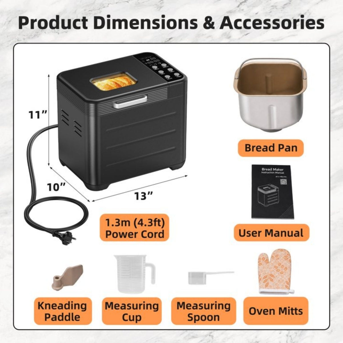 Bread Maker Machine with 12 Programs and 3 Loaf Sizes up to 2 lb – image 4