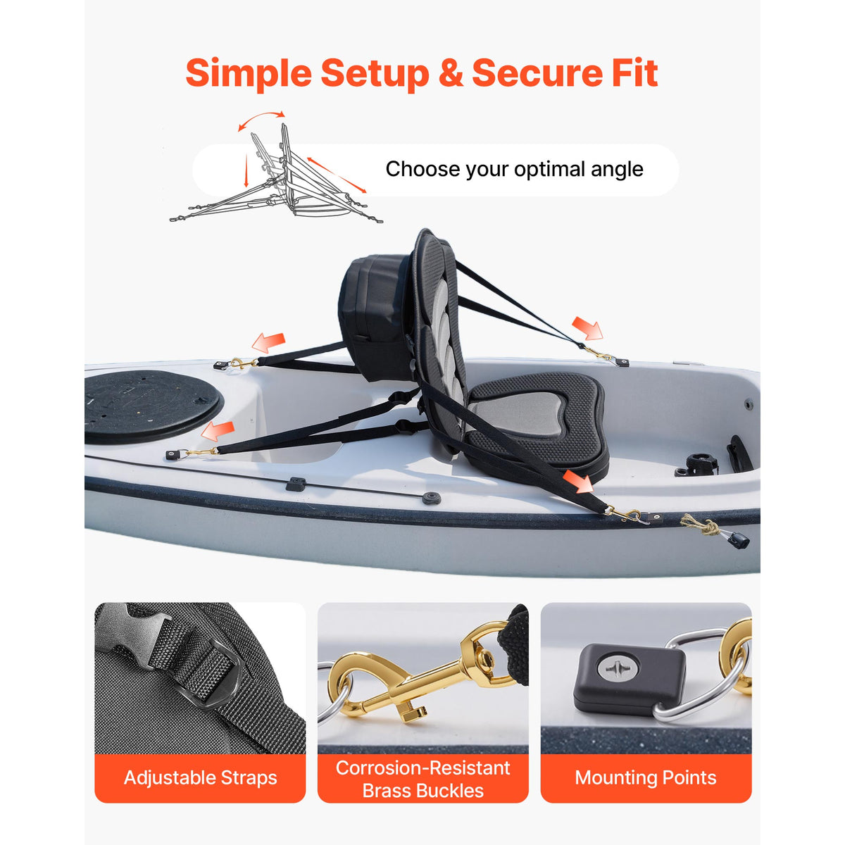 Padded Kayak Seat with Back Support, 2 Pack, 2 in Thick