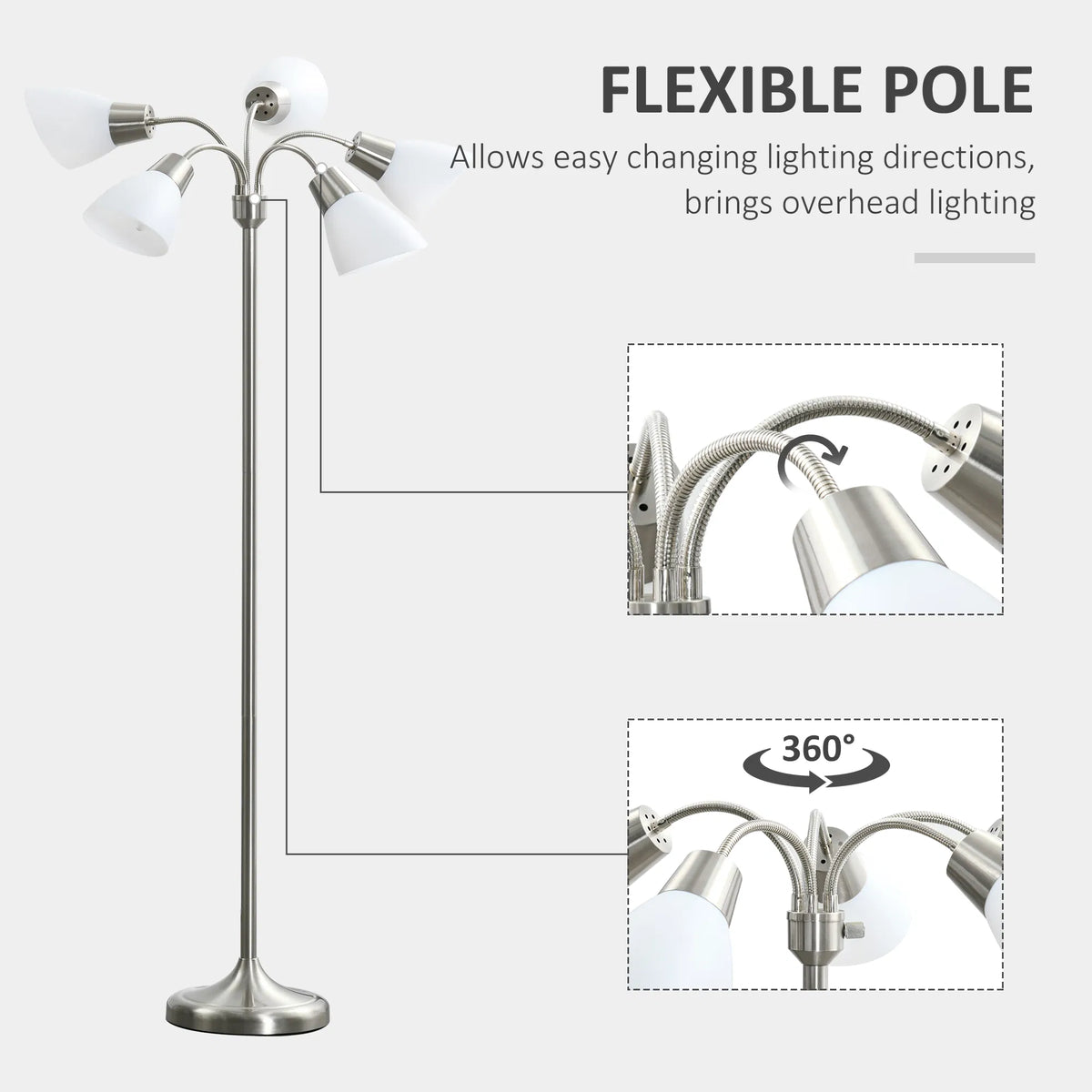 Arc Tree Floor Lamp with 5 Adjustable Rotating Shades – image 5