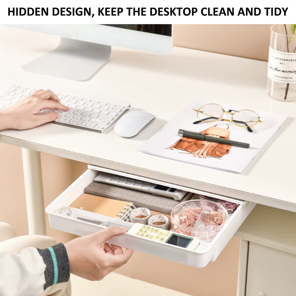 Self-Adhesive Under Desk Drawer, Hidden Pull-Out Tray – image 4