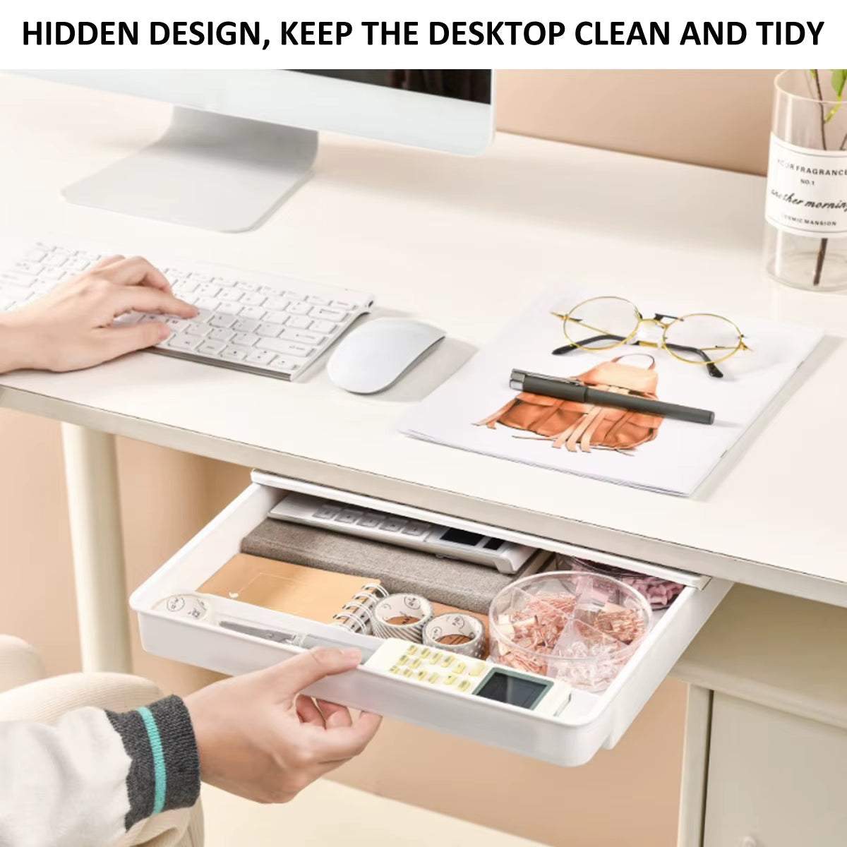 Self-Adhesive Under Desk Drawer, Hidden Pull-Out Tray – image 4