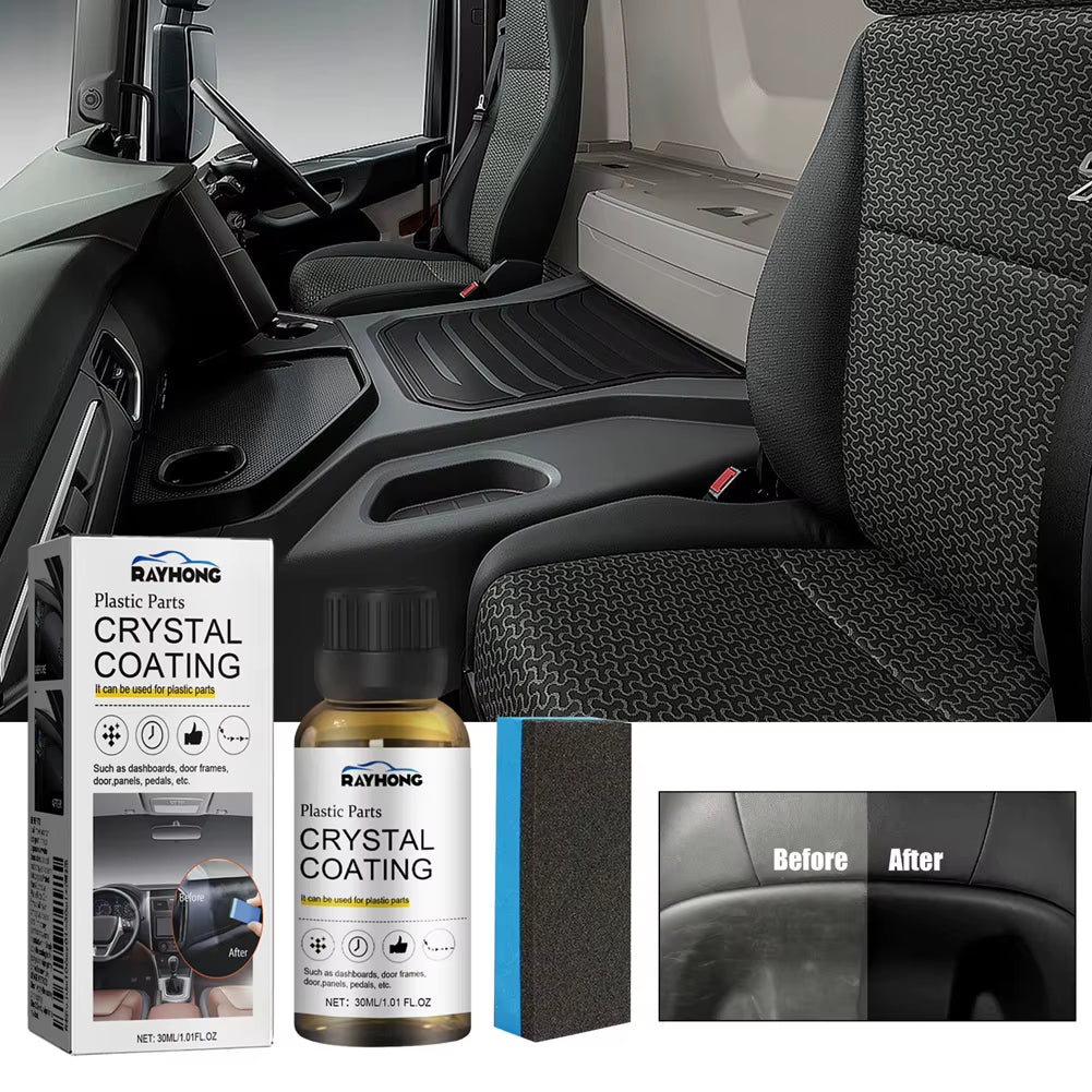 Car Plastic Restorer 30Ml - Trim Refurbishment Coating with Applicator Sponge