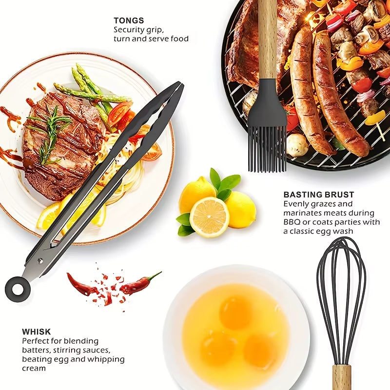 12-Piece Silicone & Wood Kitchen Utensil Set – image 3