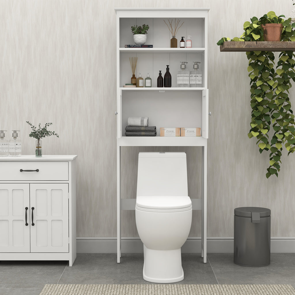 Over the Toilet Storage Cabinet, Freestanding with 2 Doors, White – image 4