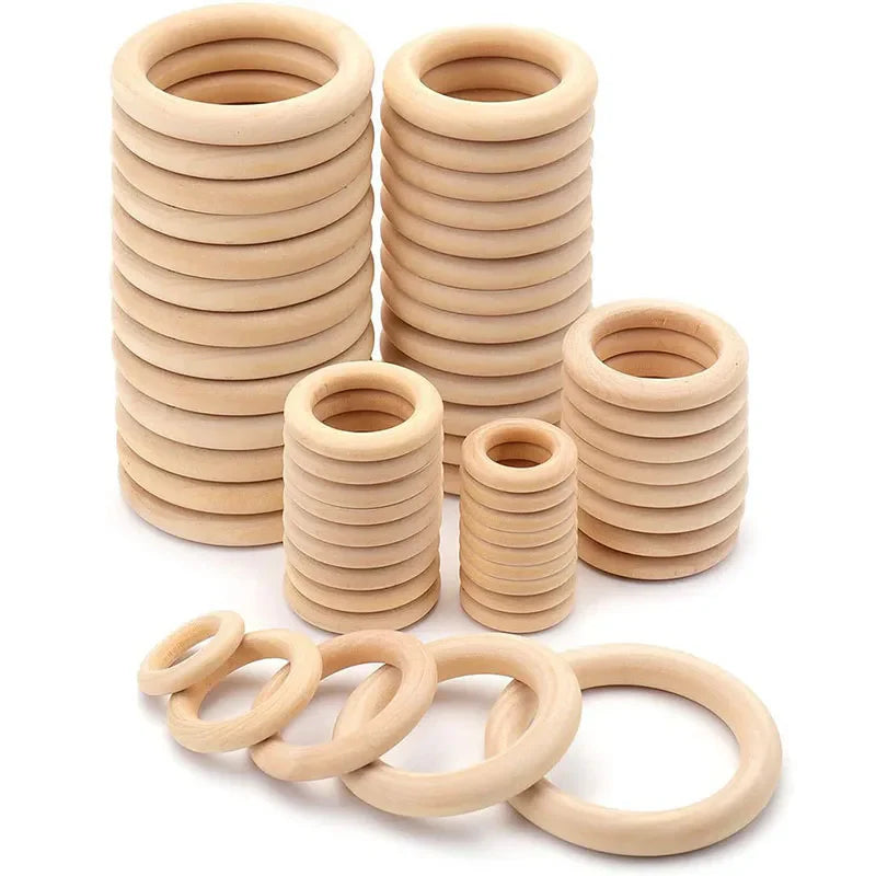 Unfinished Wooden Rings for Macrame and Crafts, 20 Pack