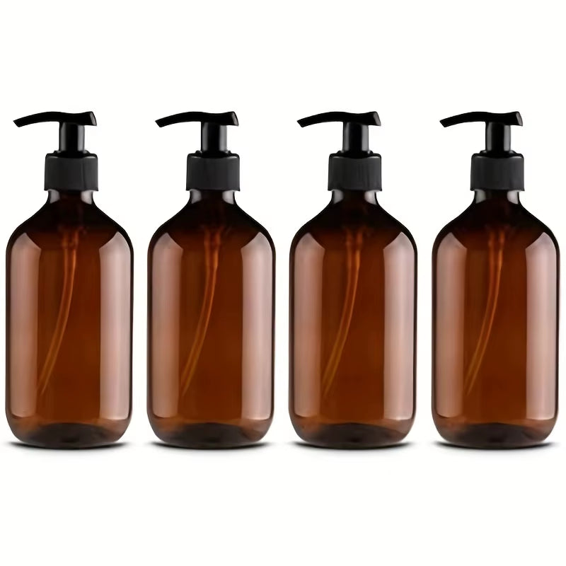 Refillable Pump Dispenser Bottles 4-Pack - 300/500ml Shampoo & Soap