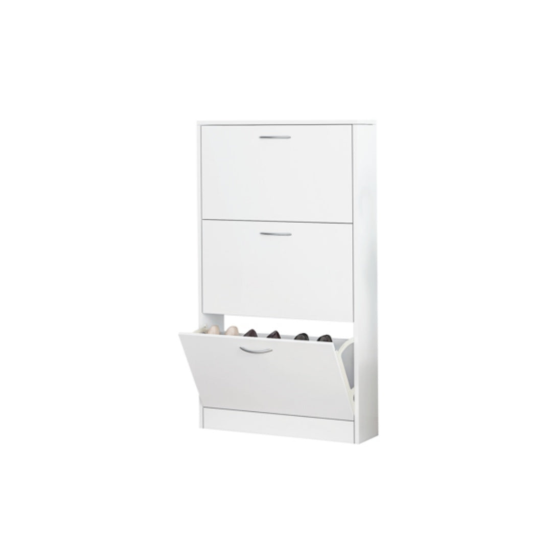 Shoe Cabinet for Entryway, Narrow 3-Drawer Flip-Down Storage, White – image 5