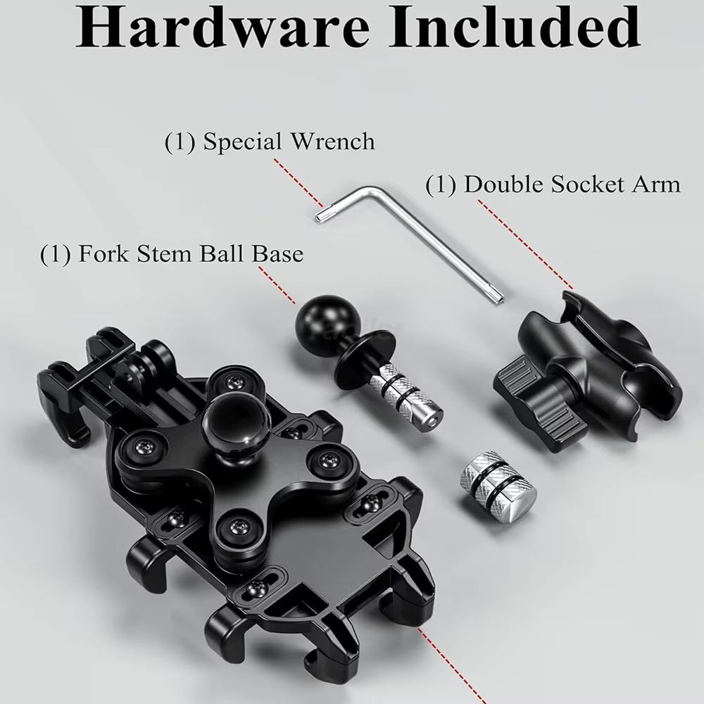 Motorcycle Fork Stem Phone Mount with Vibration Dampener