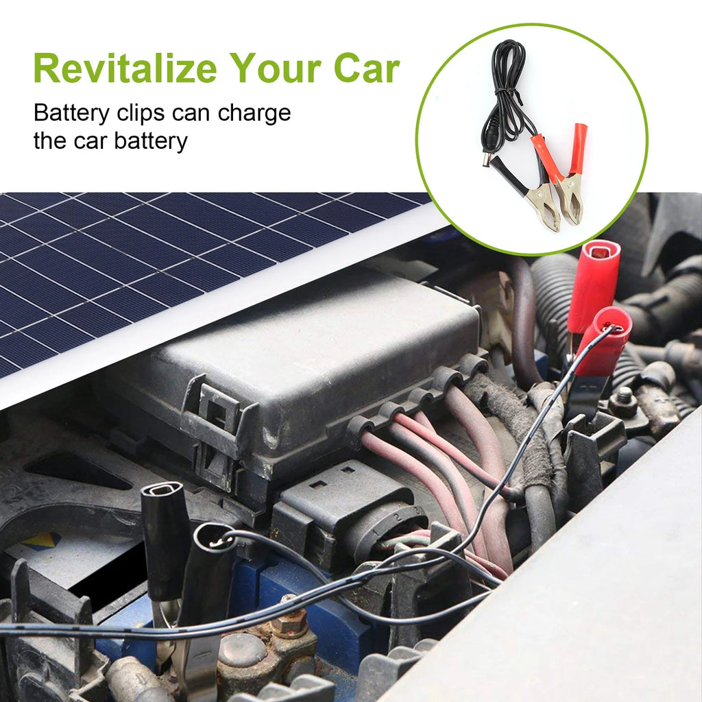Solar Battery Charger 12V 25W Panel with Dual USB and Clips – image 3