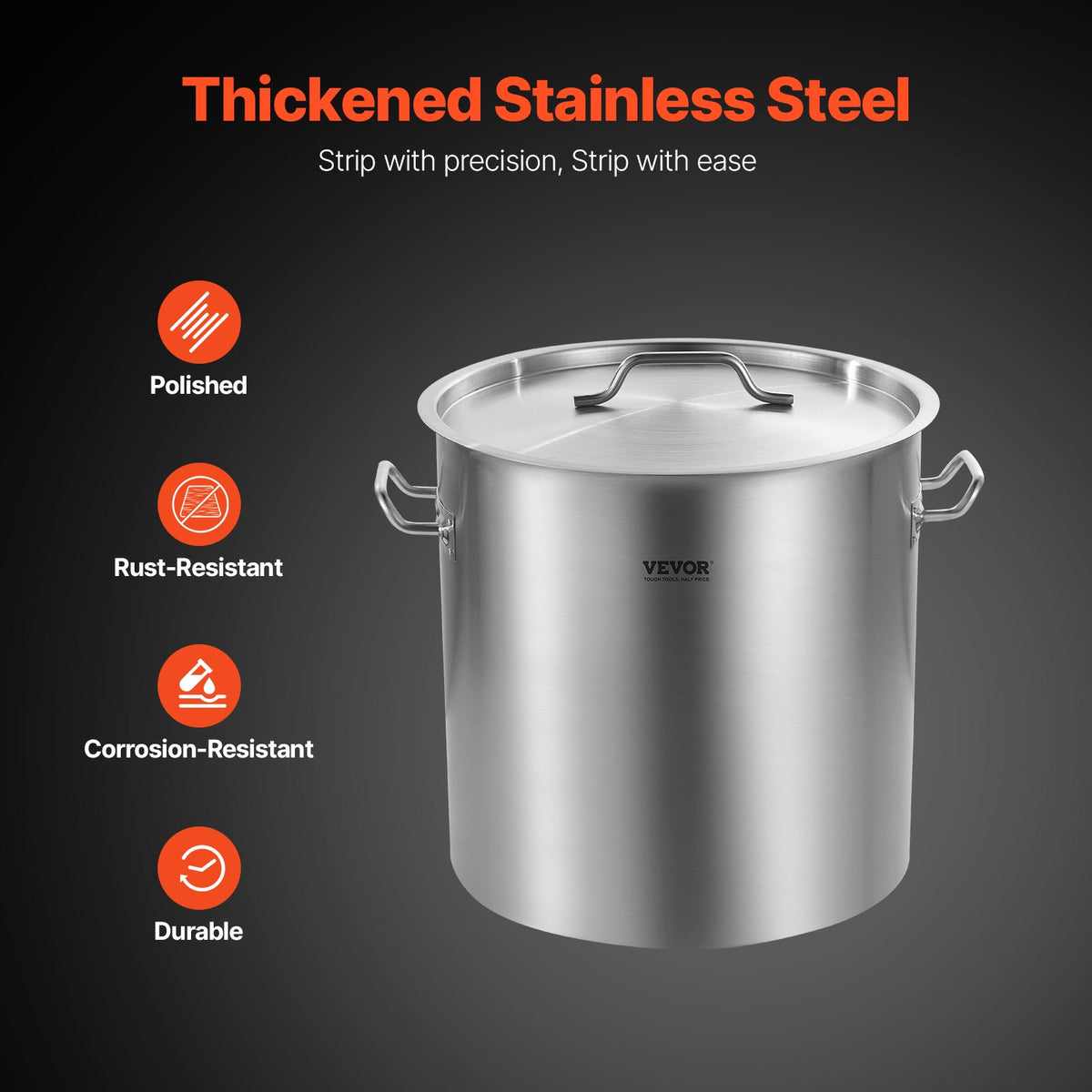 53 Quart Stainless Steel Stockpot with Lid for Turkey and Boils – image 4