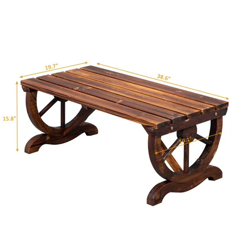 Rustic Garden Bench - 2-Person Wagon Wheel Outdoor Porch Bench – image 10