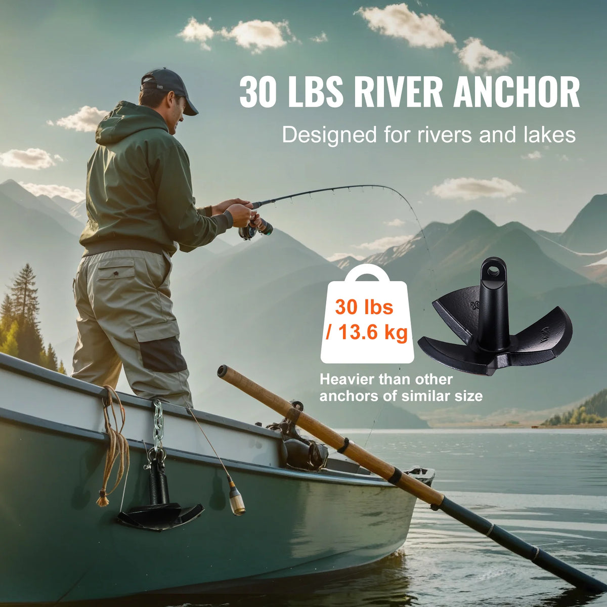 30 lb Vinyl-Coated Cast Iron River Anchor for Boats – image 2