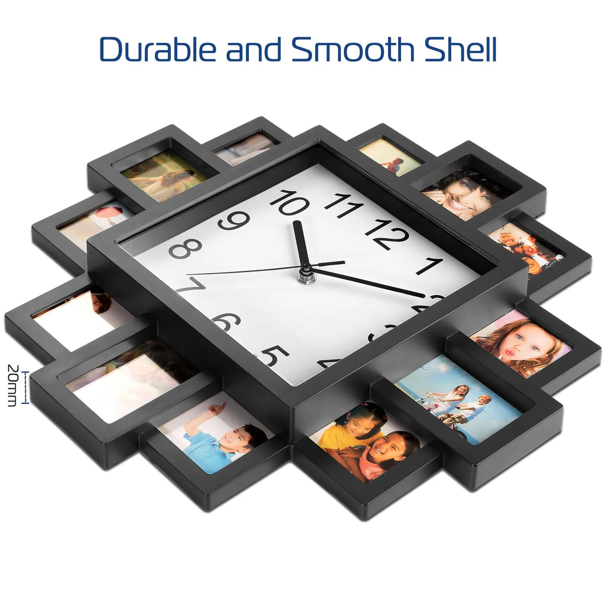 Photo Collage Wall Clock with 12 Picture Frame Slots, 15.35 in – image 3