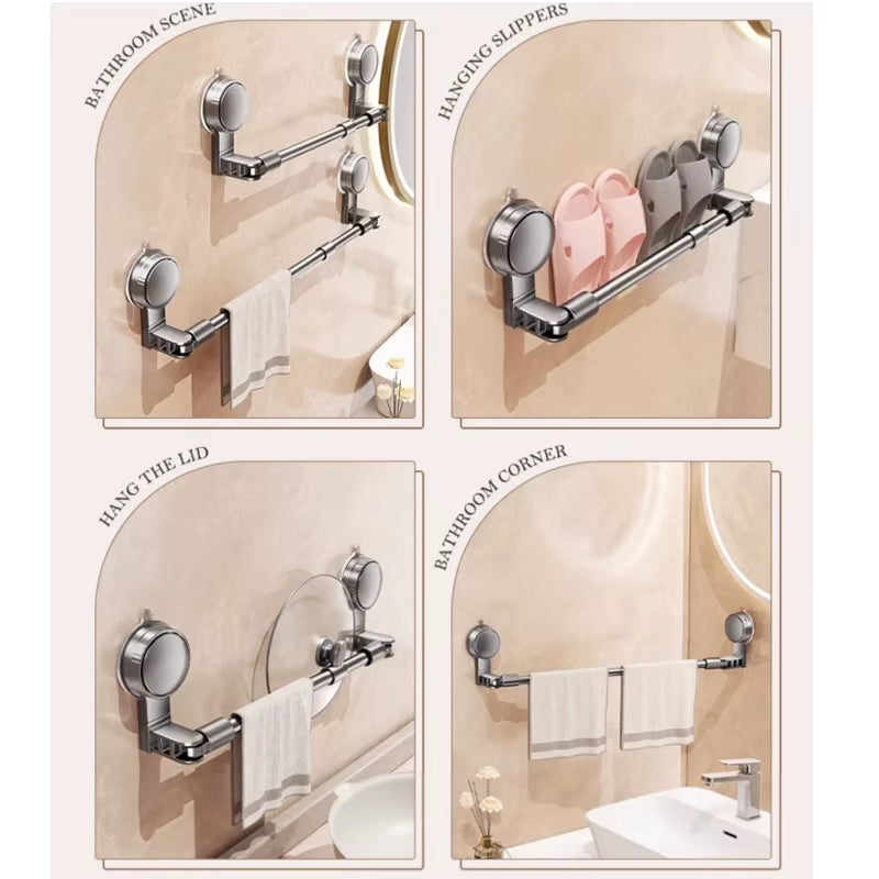 Suction Cup Towel Bar - Adjustable No-Drill Bathroom Towel Rod – image 7