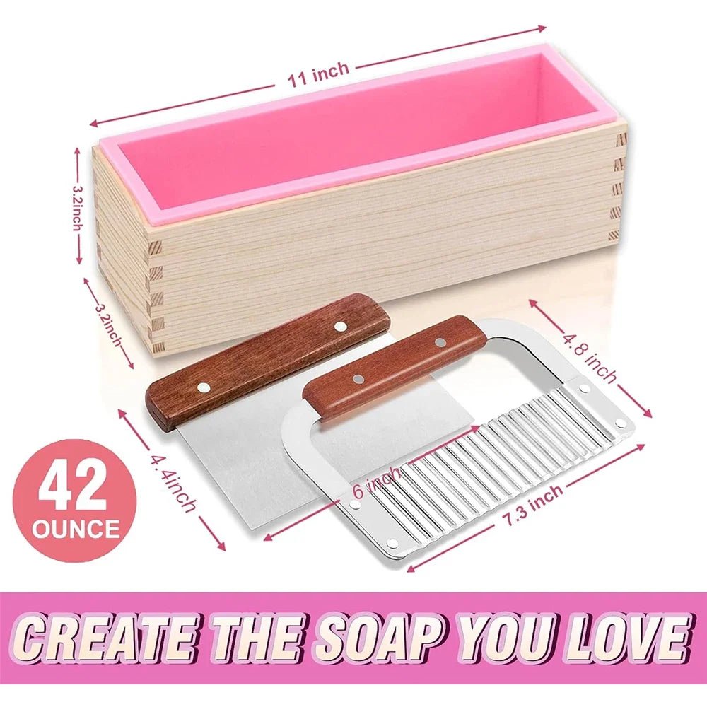 Silicone Soap Mold Kit with Wooden Box and Cutters, 42 oz – image 14