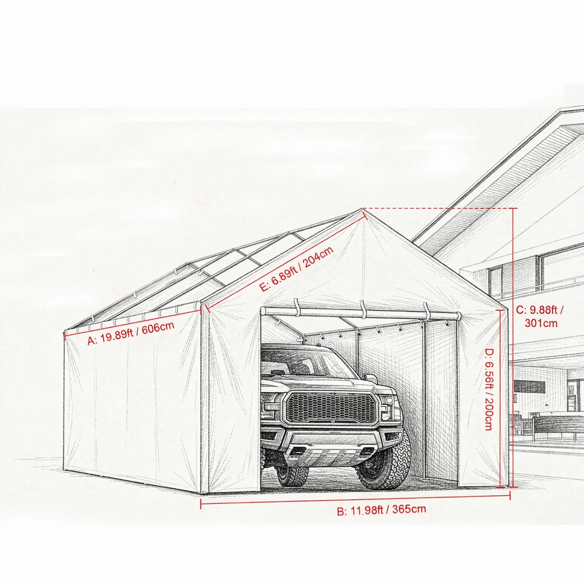 12 x 20 ft Carport Replacement Side Wall Kit, Waterproof UV50+ – image 5