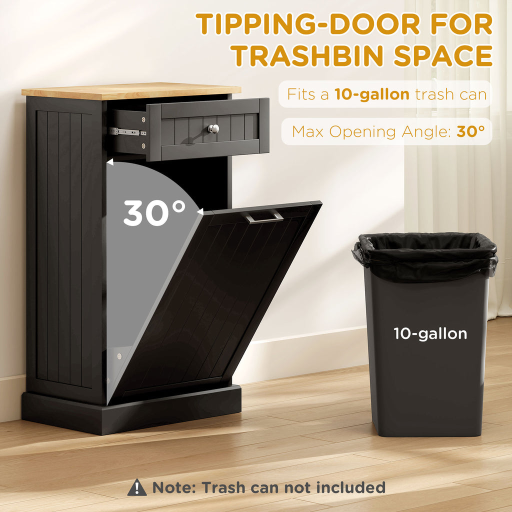 Tilt Out Trash Cabinet, 10 Gallon Hidden Trash Can with Drawer, Black – image 4