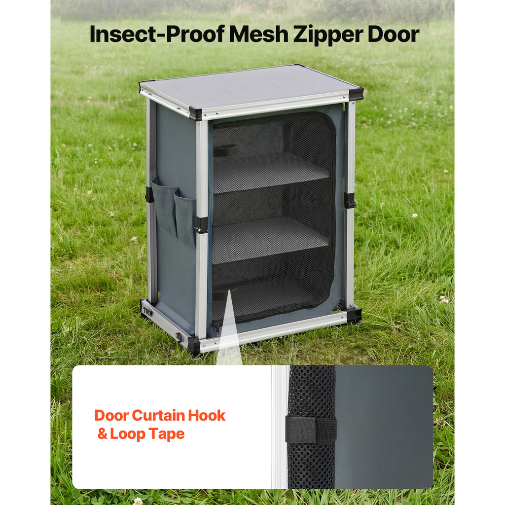 Folding Camping Cabinet, Aluminum Cook Station with 3 Shelves – image 5