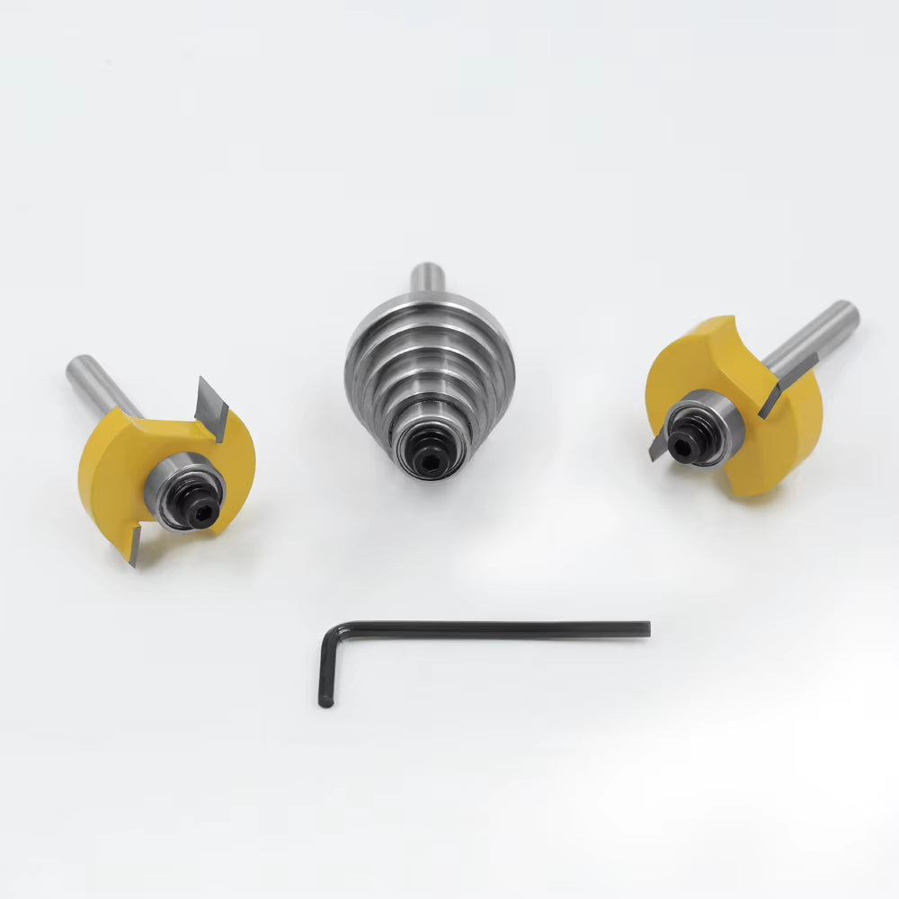 Rabbet Router Bit Set with 6 Bearings, 1/4 in Shank Carbide, 3-Piece – image 3