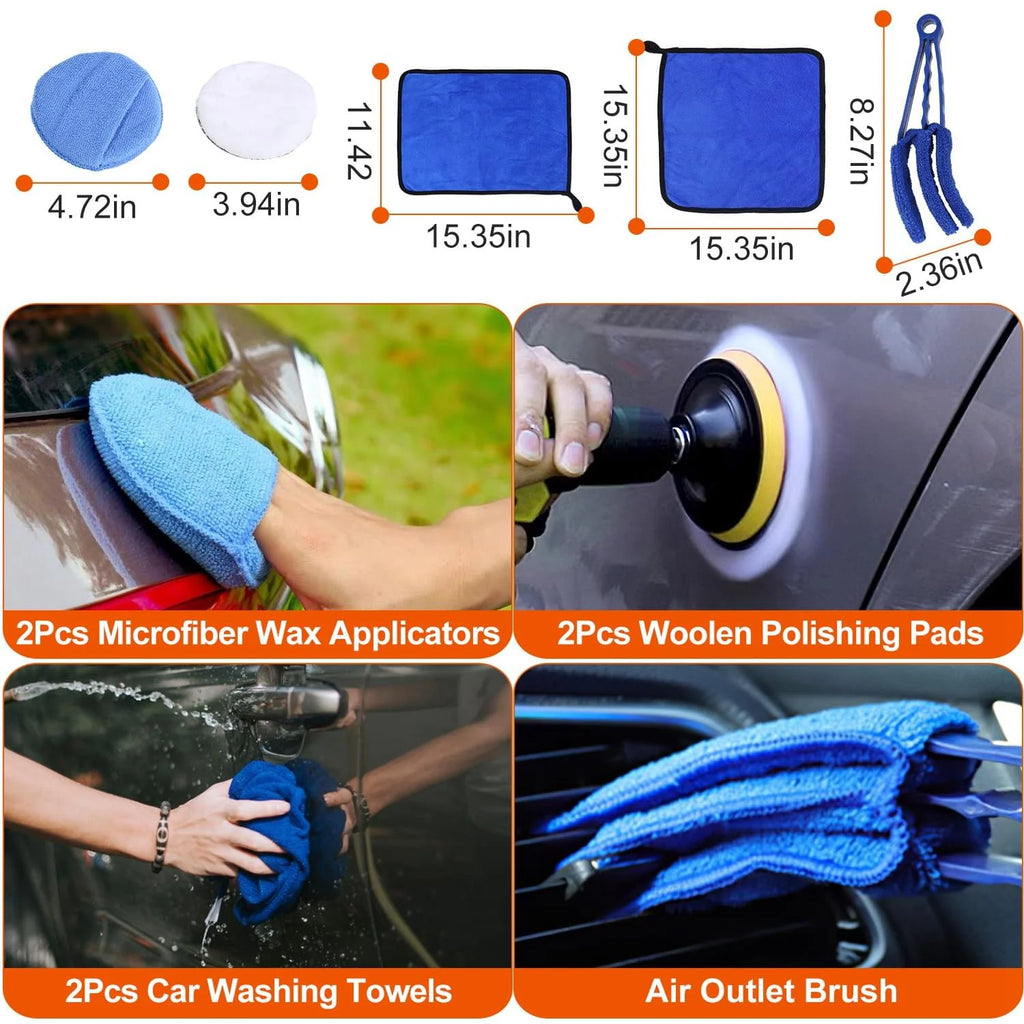 Car Detailing Brush Kit 26 Pcs Drill Brush and Buffing Pads – image 6