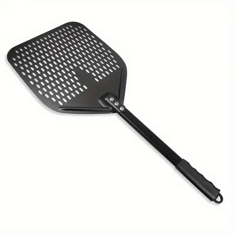 1PC Perforated Pizza Peel, 30.48 X 35.56 Cm Rectangular Pizza Transfer Peel, Professional Aluminum Turning Pizza Paddle